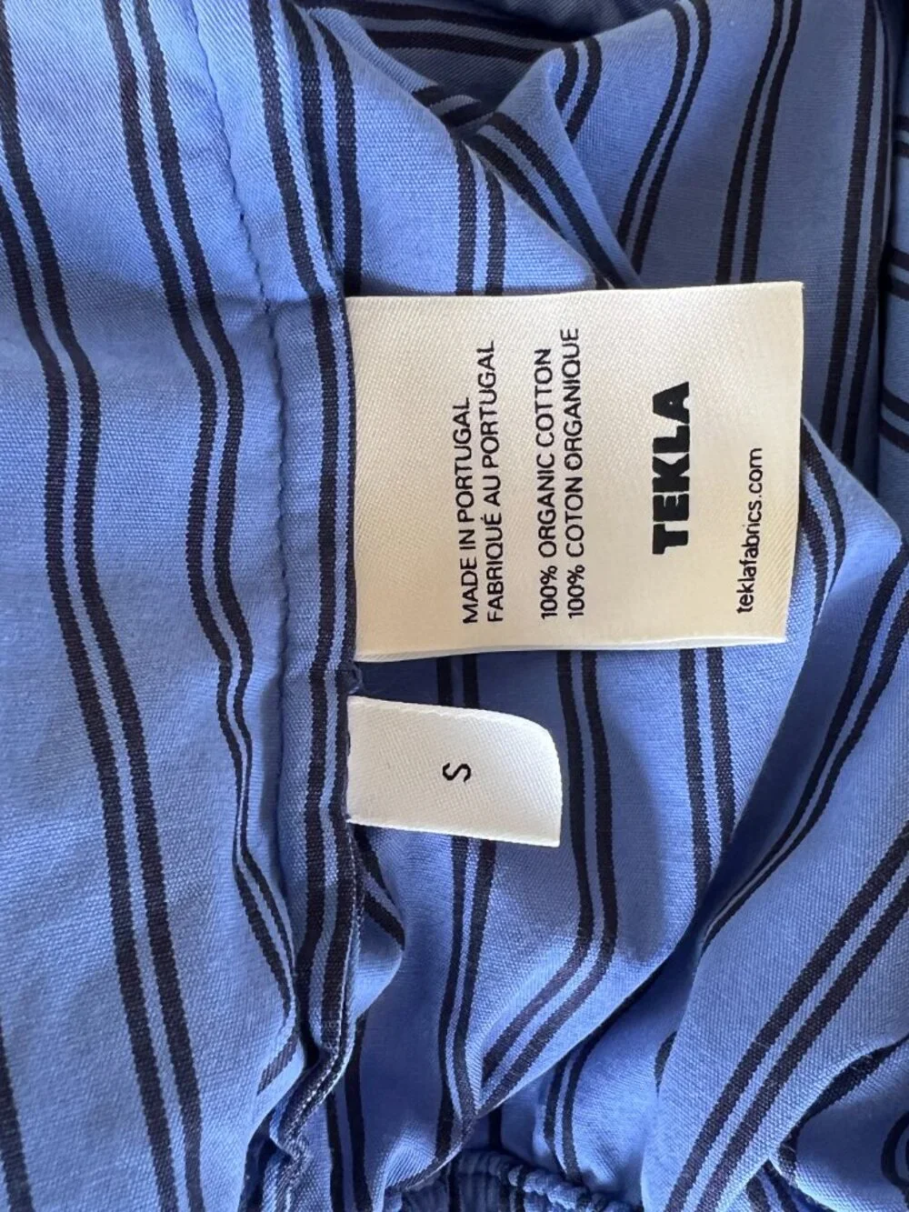 TEKLA Blue Striped Poplin Pyjama Set Size Small Matching Pants Shirt Luxury